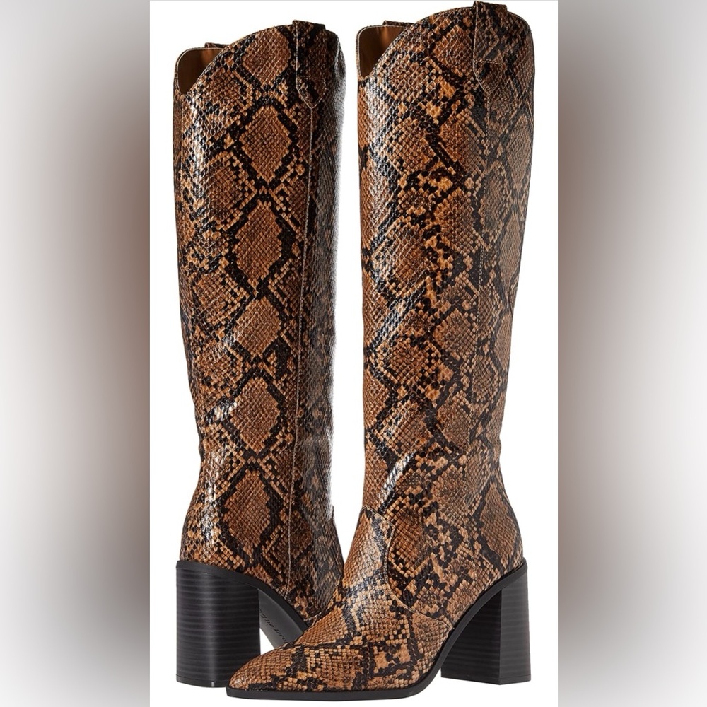 Snakeskin Pattern Knee-High Boots